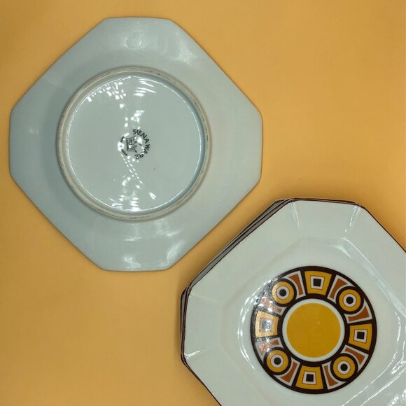 Vintage set of 4 Siena Ware octagonal plates Japan - 0020SY - Picture 2 of 2
